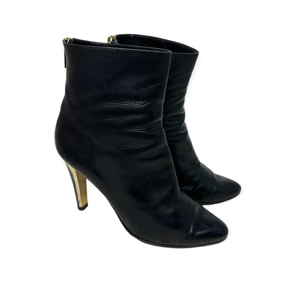Jimmy Choo Black Gold Booties Ankles Boots - Picture 1 of 11